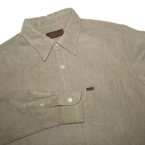 Tasso Elba Shirt Mens Medium Corduroy Button Down Tan Long Sleeve Comfort Casual